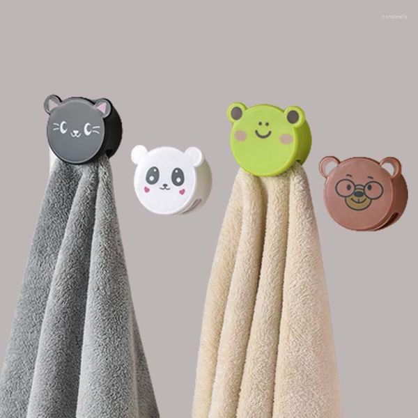 Ganchos suporte de toalha de desenho animado racks de armazenamento cabide toalhas adesivas clipe de pano para banheiro acessórios de cozinha