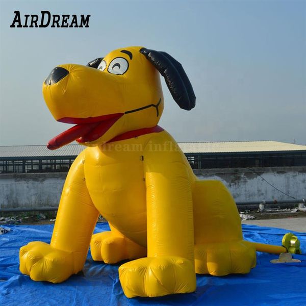 Publicidad de fábrica, modelo de perro amarillo inflable para zoológico, tienda de mascotas, promoción, decoración, dibujos animados, animal2739