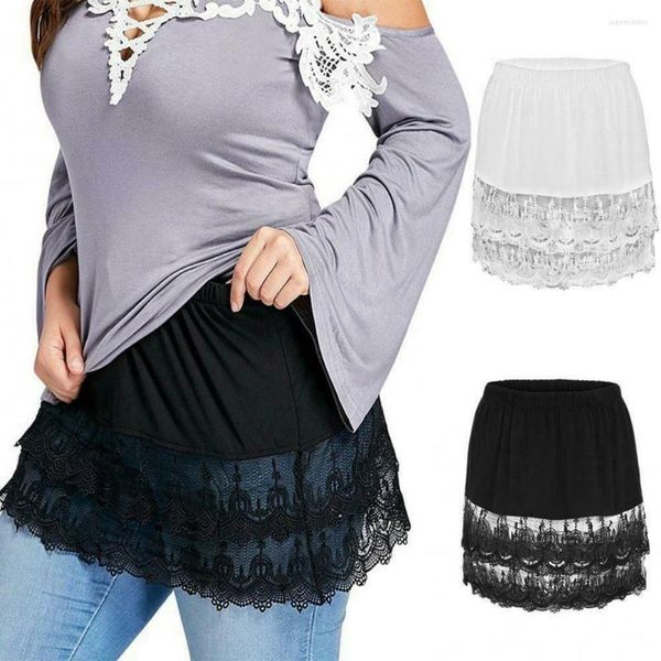 Roupa de dormir feminina Minissaia Meia combinação Renda Costura oca Saia interna Camisa Extensora Underdress Anágua Underskirt