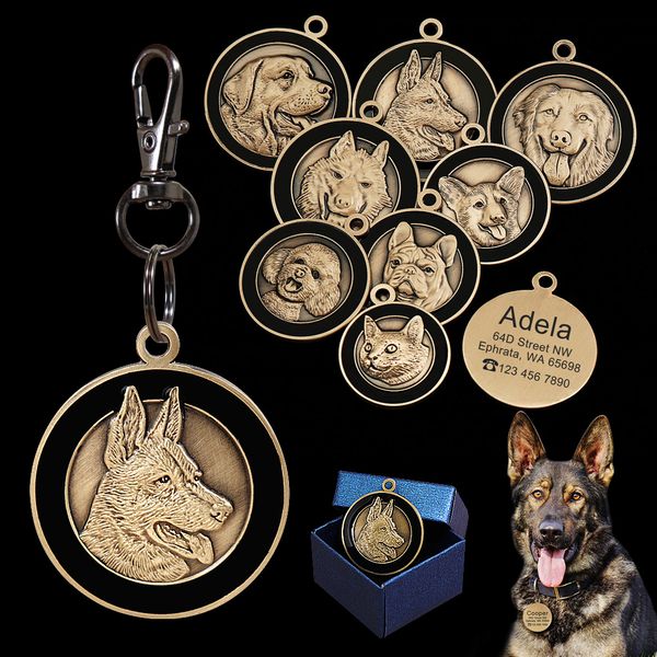 Coleiras para cães Coleiras Personalizadas Etiquetas de Identificação para Cães Gravadas para Animais de Estimação Acessórios para Coleiras Etiquetas Personalizadas para Cachorros e Gatos para Cães Colares Pingentes 230719