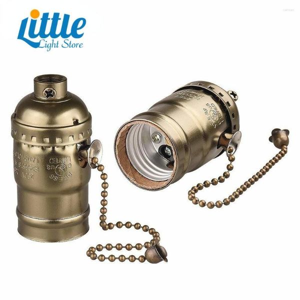 Luminária de parede JOYON LED E27 Base de cobre DIY Suporte de lâmpada com interruptor Edison Vintage Iluminação Parafuso Soquete Suporte de bronze antigo