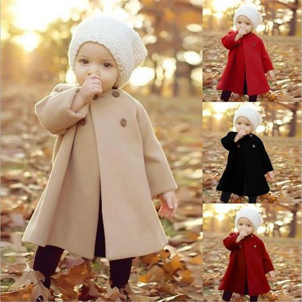 Bebê criança outono inverno casacos de lã nova europa estados unidos estilo manto manga longa caxemira casaco para menina todo3094
