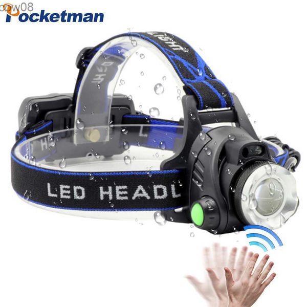 Фара, супер яркие, D Фара, T6/L2/V6 Zoomab Head Lamp Lamp Lamp Farghlight Forgher Furlight Furlight Formanterna с датчиком движения D для Camp Hkd230719