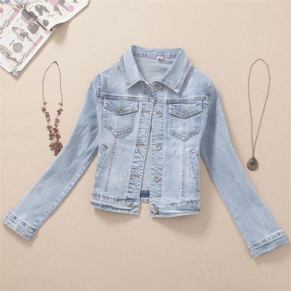 Jaquetas femininas 2023 moda feminina azul denim fino feminino casaco de manga comprida tamanho grande menina casacos curtos tops básicos outwear WZ1731