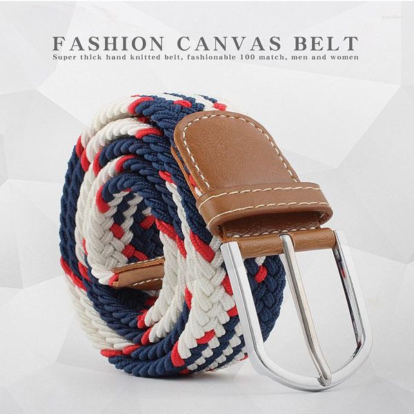 Cinture 19 colori Donna Casual con fibbia ad ardiglione lavorata a maglia Cintura da uomo in tela tessuta elastica espandibile elasticizzata intrecciata