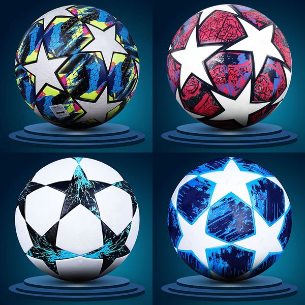 Balls Pro Pallone da calcio Dimensione ufficiale 5 strati Durevole Pelle PU morbida Senza cuciture Competizione a squadre Gioco di allenamento a squadre 230718