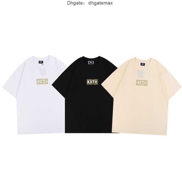 Camisetas masculinas Kith 2022 design de verão com impressão de sentido manga curta gola redonda pulôver de comprimento médio camiseta masculina e feminina solta fina