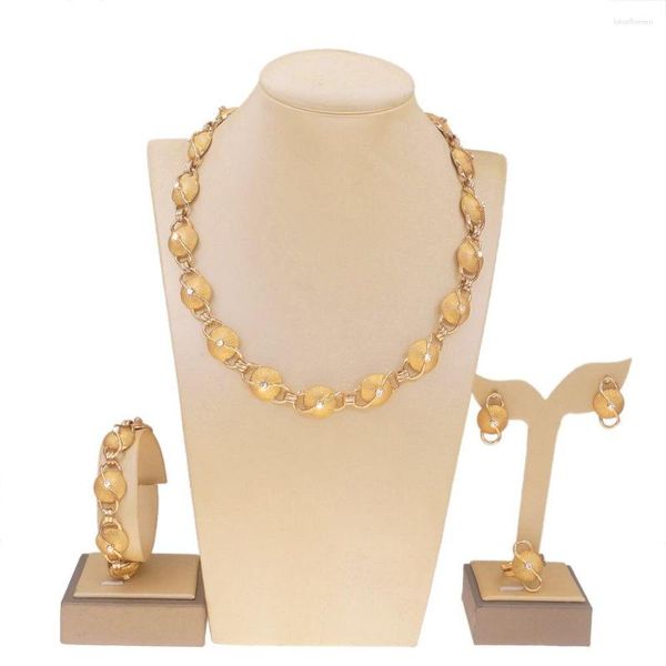 Conjunto de brincos colar 2023 Dibai banhado a ouro 24k anel de joias liga para mulheres DD10248