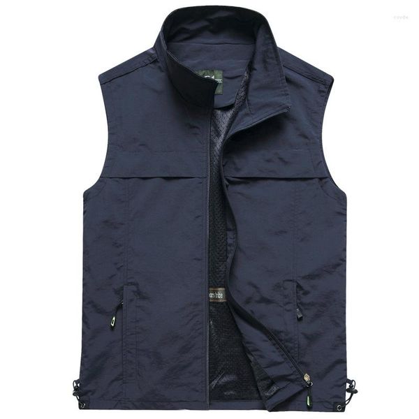 Gilet da uomo Primavera Estate Outdoor Gilet da uomo Tinta unita Gilet con cerniera allentato casual di alta qualità