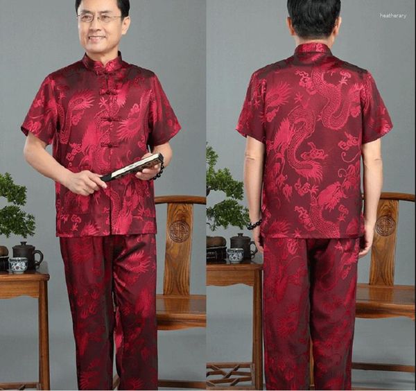 Abbigliamento etnico all'ingrosso stile tradizionale cinese uomo abito Hanfu in raso di seta abiti Tang Tai Chi abiti sportivi pigiami casual M-XXXL
