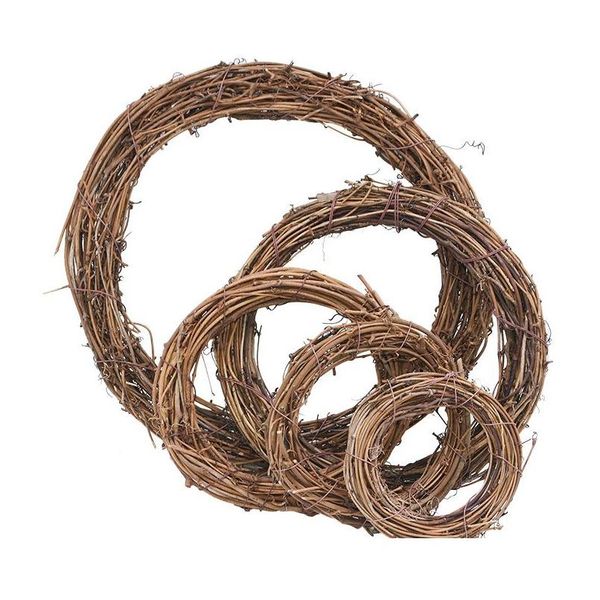 Coroas de flores decorativas 35/25/20/15 cm rattan craft floral hoop grinalda quadro faça você mesmo flor seca para festa de casamento de natal garlan dhpnr