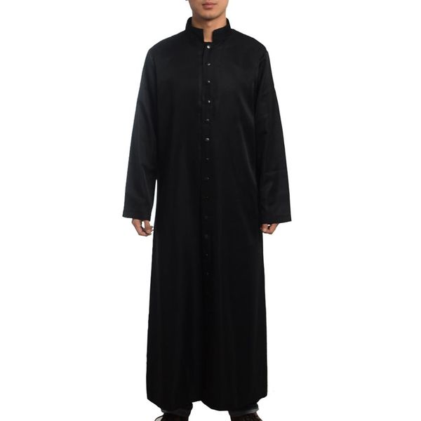 Sacerdote romano Tonaca Costume Chiesa cattolica Clero Abito nero Abito Sacerdote Paramenti monopetto Uomo adulto Cosplay2159