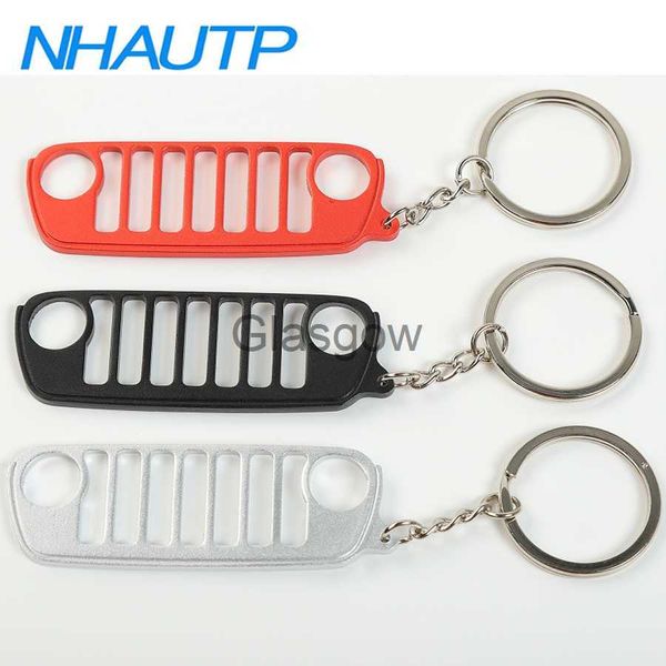 Chiave dell'automobile NHAUTP 1Pcs Lega di alluminio Front Face Grille Portachiavi Portachiavi per Jeep Wrangler JL 20182022 Accessori per auto SilverRedBlack x0718