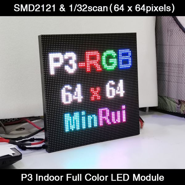 Светодиодный дисплей minrui P3 Полноцветный светодиодный экран панели экрана 64x64pixels 192x192mm SMD 3 в 1 RGB Модуль Внутренний видео Wall TV Hub75e 230718