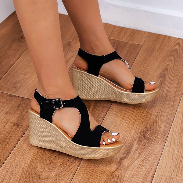 S modische Frauen großer Keil Keil Sommer Römisch koreanischer Stil Muffin High Heels Sandalen Fersensandale