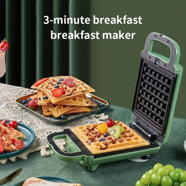 1PC Waffeleisen mit Antihaftplatte, kompaktes und leicht zu reinigendes Waffeleisen, Frühstückswaffeleisen Klein Belgien, gegrillter Käse, Edelstahl, Sandwichmaker,