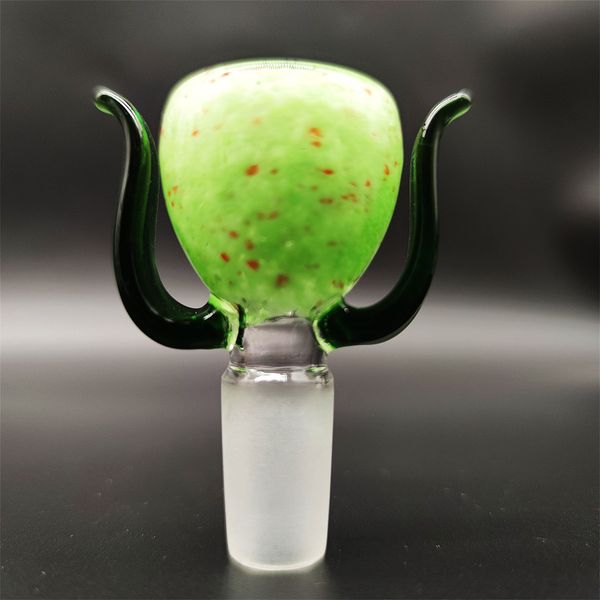 2023 Wig Wag 14mm Thige Thick Piece Bong Glass Slide Water Pipes Cream Round Green Flower Heady Slides Colorful Bowls Male Smoking Accessory