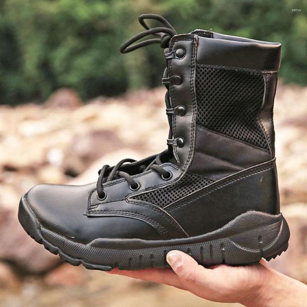 Stivali CQB.SWAT Summer Field Nero Uomo Traspirante Army Combat Lace-up Mesh Wearable Solid Military Tactical Boot Rain