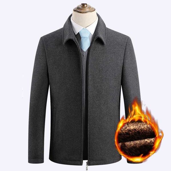 Mezclas de lana para hombre 2021 Invierno Nuevos abrigos de cachemir gris para hombre Slim Fit Espesar Abrigo de guisante cálido Cremallera para hombre Abrigo formal de negocios Manteau Homme 4XL HKD230718