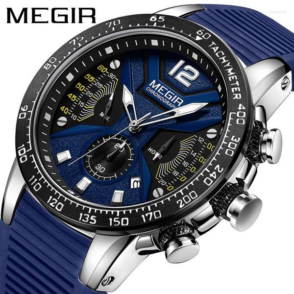 Armbanduhren Relogio Masculino MEGIR Mode Blau Herrenuhren Top Armbanduhr Quarzuhr Männer Wasserdicht Chronograph