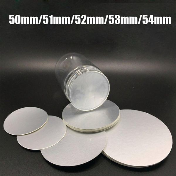 200 Stück 50 mm 51 mm 52 mm 53 mm 54 mm elektrische Induktions-Aluminiumfolienversiegelung Alumunim-Foliendichtung für PET PE PP PS PVC HDPE Glas Acryl243p