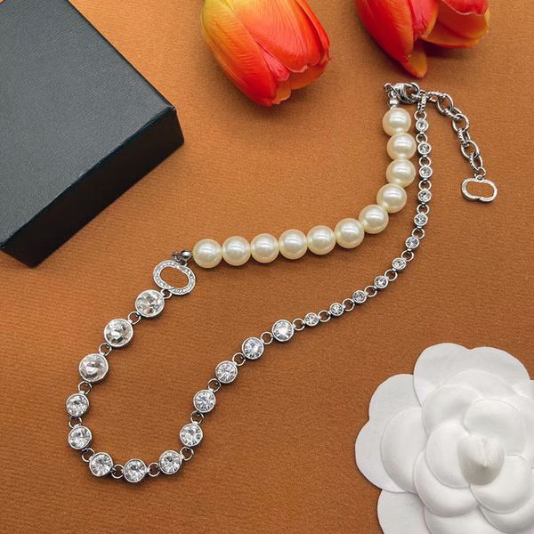 Дизайнерское подвесное ожерелье Женское жемчужное ожерелья цепочки бриллианты ювелирные украшения стразы из бисера