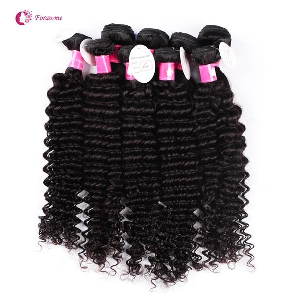 В целом 10Bundles лот 8a Virgin Brazilian Deep Wave Waves 1B Natural Black Virgin Human Weft For Women251l