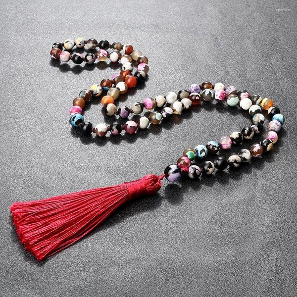 Подвесные ожерелья 8 мм красочные агаты бусины ожерелье для женщин -шарм