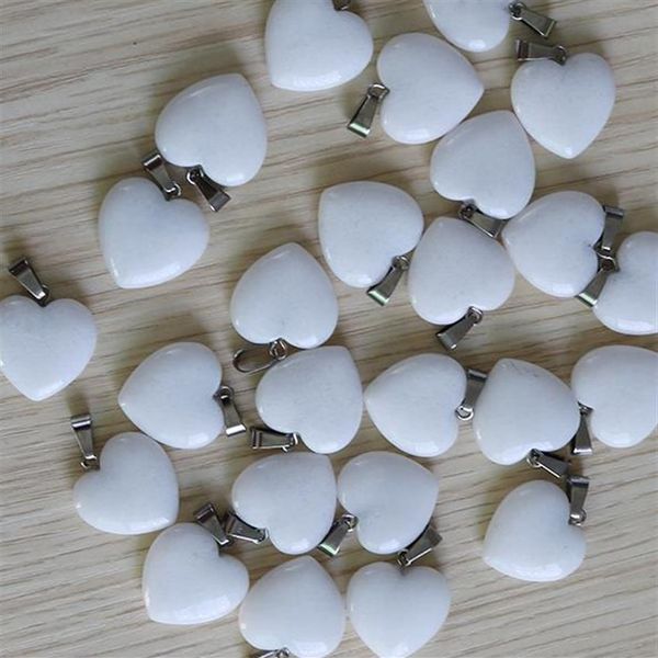 Outros acessórios Encantos Moda natural Jade branco Amor contas de pedra em forma de coração Pingentes 20mm para fazer joias pingente Wholesal321S