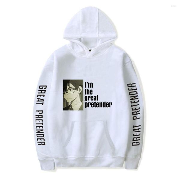 Moletons Masculinos 2023 GREAT PRETENDER Anime Poster Print Hoodie Fraud Division Makoto Edamura Figura Cosplay Moletom Feminino/Roupas Masculinas