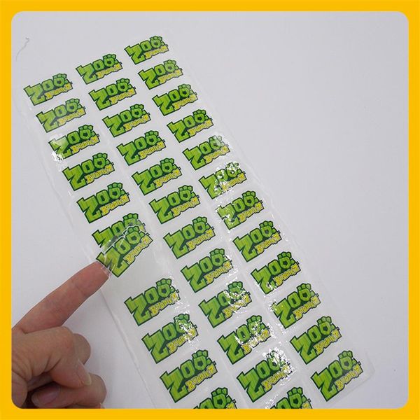 Etichetta adesiva con logo trasparente personalizzato adesivo per pacchetto impermeabile traslucido adesivi per etichette promozionali per esterni in PVC trasparente296z