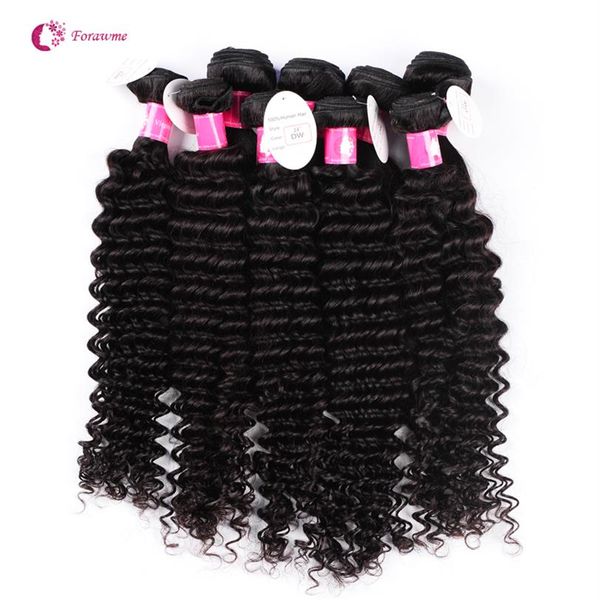 В целом 10bundles lot 8a Virgin Brazilian Deep Wave Waves 1B Natural Black Virgin Human Weft For Women286b