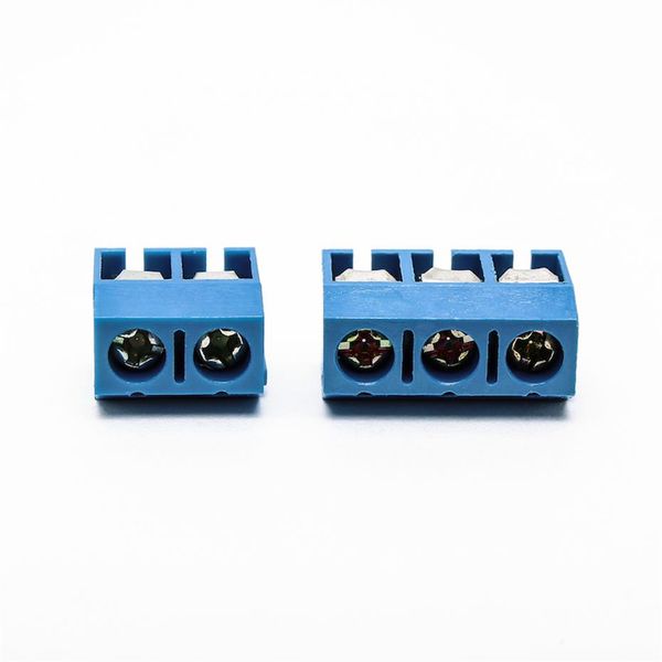 200PCS Conectores Elétricos Pequenos KF 301-2P 301-2P Cobre Azul 5 0mm Pino Reto PCB Conector de Bloco Terminal Parafuso Sortimento k233s