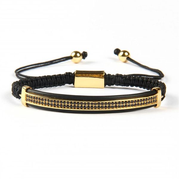 Целые 10шт модные мужские ювелирные изделия Micro Pave Brass Black Cz Double Long Tube Watch Protector Bracelets208R