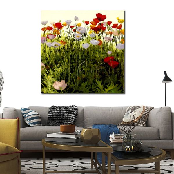 Abstrakte Blumen-Leinwandkunst, Gartenparty, handgefertigte Landschaftsmalerei, moderne Musik, Raumdekoration