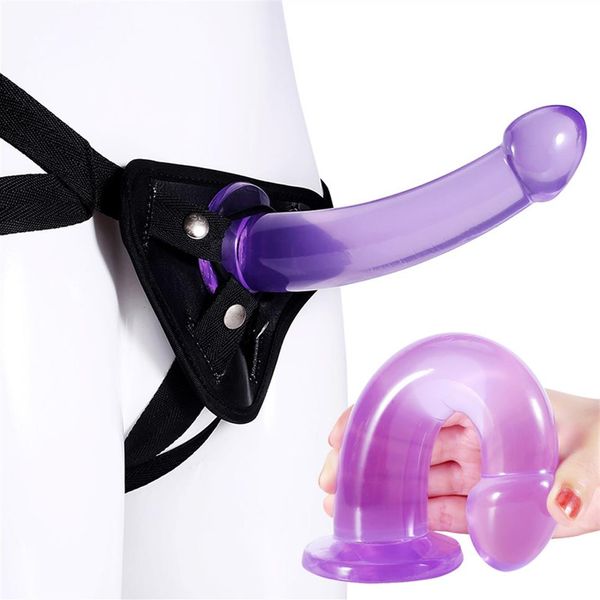 Lésbicas vestíveis anal dildo calcinha realista pênis alça bumbum plugue de pênis grande ventosa brinquedos sensuais para mulheres homens2741