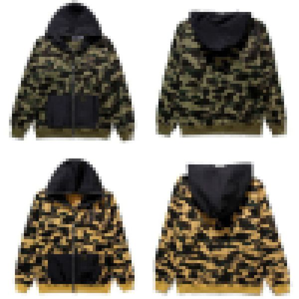 HOT a Bathing Ape 1ST FLEECE CAMO FULL ZIP FELPA CON CAPPUCCIO GIALLO L Nuovo SALDI