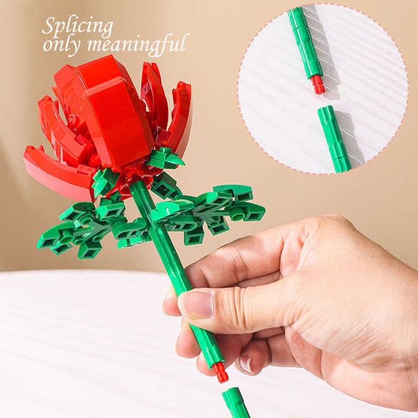 Blöcke Romantische Blumen DIY Spielzeug Baustein Valentinstag Geschenke Kreative handgemachte ewige Blume Baustein Puzzle Spiel Kits