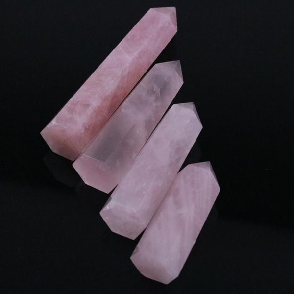 70-80MM Natural Rock Pink Rose Quartz Bacchetta di cristallo Point Healing Mineral Stone Pink333L