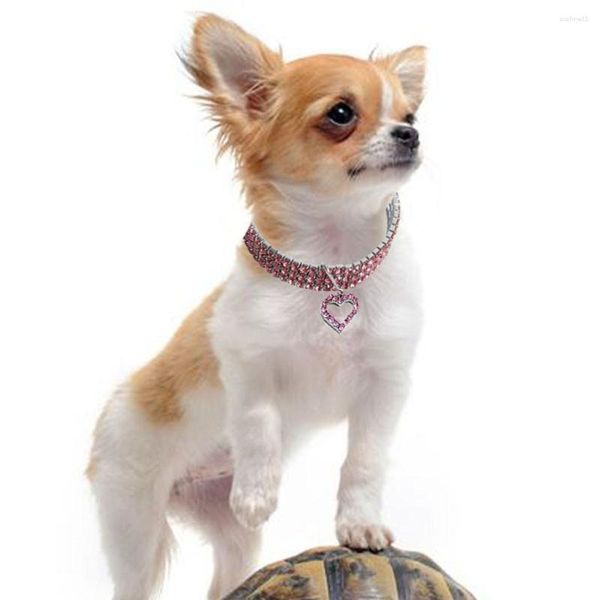 Collari per cani Collare ocardiano Girocollo con strass Bling Cani regolabili Collana a forma di cuore Imbracatura Perro Coleira