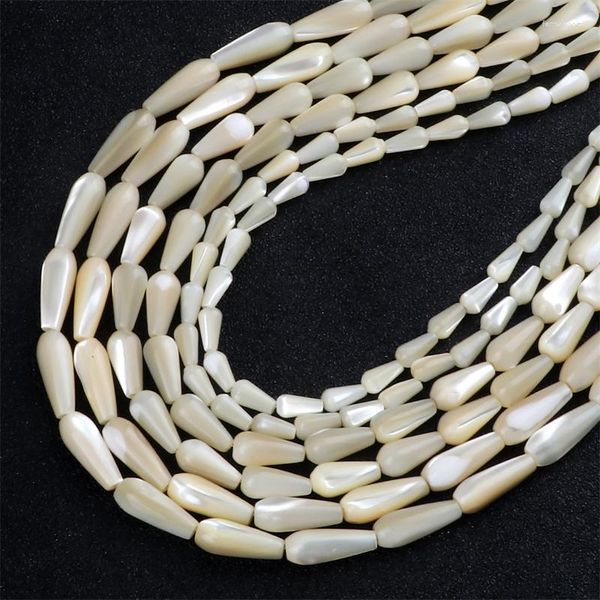 Perline bianche a forma di goccia d'acqua in madreperla naturale conchiglia perforata sciolta per gioielli fatti a mano con collana di braccialetti fai da te 6/7/8 mm