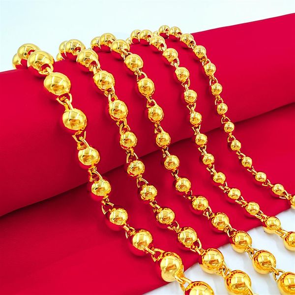 Jindian 11 massive Perlen-Kugel-Buddha-Perlen-Halskettenketten Vietnam Shajin Messing vergoldeter Schmuck Herrenhalsketten287p