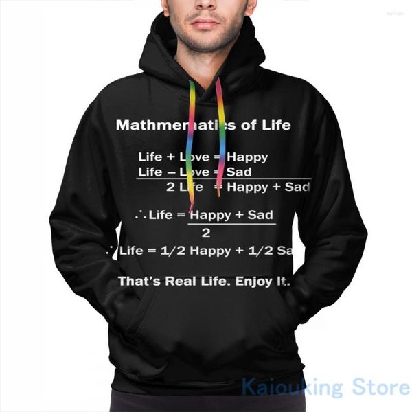 Herren-Kapuzenpullover, Herren-Sweatshirt für Damen, lustig, Mathematik, Leben, Formel, Geek, Lehrer, glücklich, traurig, Liebe, Aufdruck, lässig, Kapuzenpullover, Streatwear