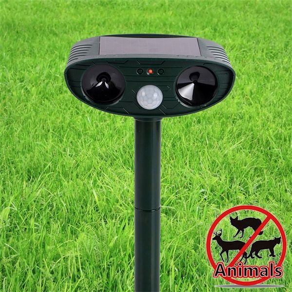 Repelente solar de animales para perreras, dispositivo de disuasión a prueba de agua alimentado por ultrasonidos para perros y gatos con 3 varillas verticales de seguridad 230720