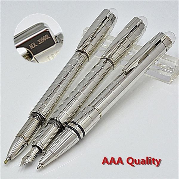 Luxury Classic Silver Gird Crystal Star Top Stilografica Vendi Cancelleria Scuola Forniture per ufficio Scrivi Roller Ball Point Gi291B