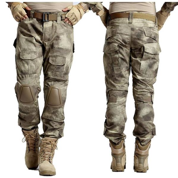 Calças ao ar livre Multicam Camuflagem Militar Tático Uniforme do Exército Caminhadas Paintball Combat Cargo Com Joelheiras255B