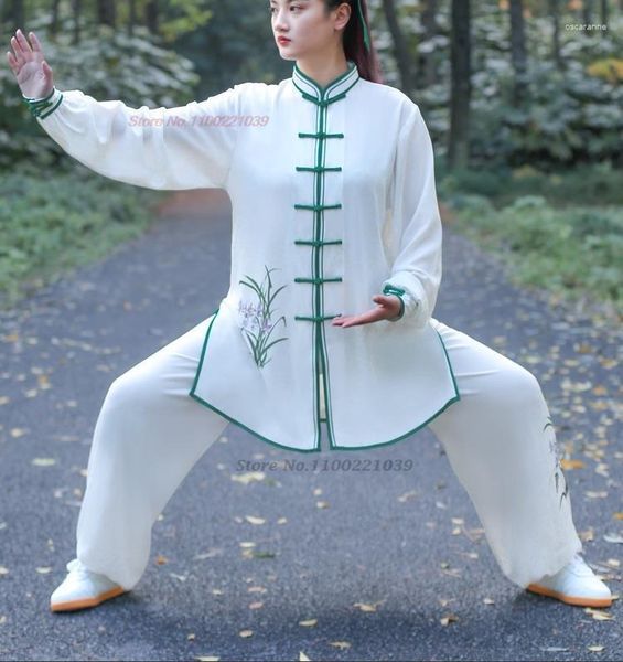 Abbigliamento etnico 2023 Tai Chi cinese Abbigliamento per arti marziali Taijiquan tradizionale Pratica Wushu Flower Print Suit Sport all'aria aperta