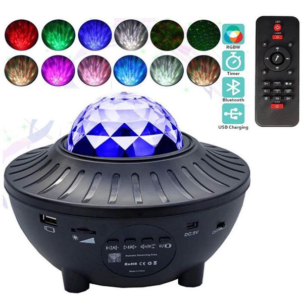 USB LED Star Night Light Effects Music Starry Water Wave Projector Bluetooth Sound-Activated Stage lights Lighting217g