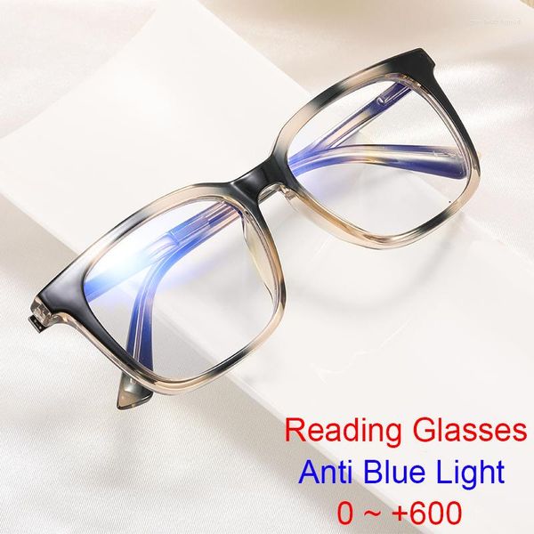 Sonnenbrille TR90 Presbyopie Brille Mann Blaues Licht Blockieren Anti-Müdigkeit Lesen Transparent Grau Quadrat Brillengestell Unisex 3