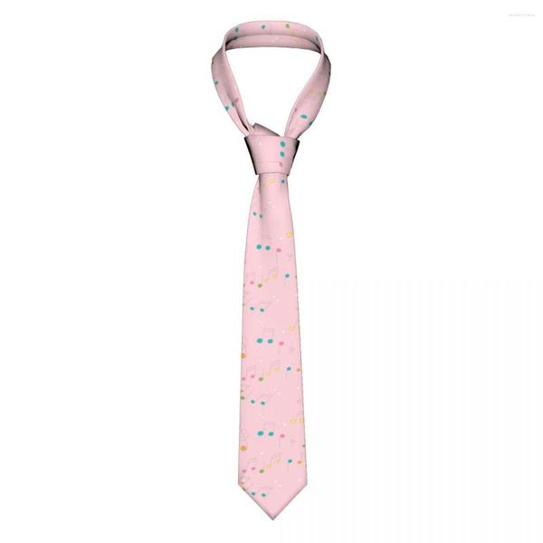 Papillon Cravatta da uomo Classico magro Pentagrammi rosa Note musicali Cravatte Colletto stretto Accessori casual sottili Regalo